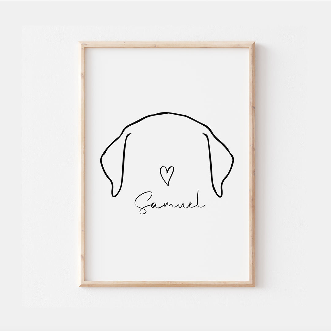 Personalised Labrador Dog Line Art Print