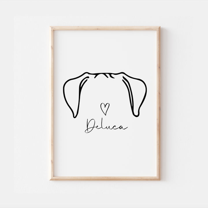 Personalised Boxer Dog Line Art Print