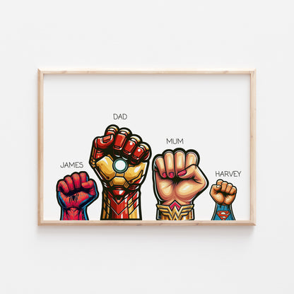 Personalised Avengers Our Family Superhero Print