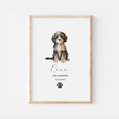 Personalised Cavapoo Dog Watercolour Print