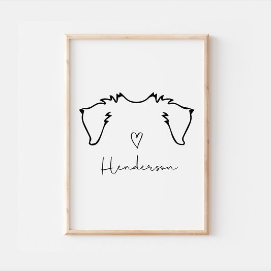 Personalised Australian Shepherd Dog Line Art Print