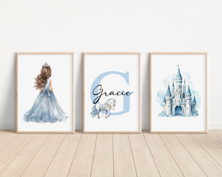 SET OF 3 Little Princesses Personalised Bedroom Prints