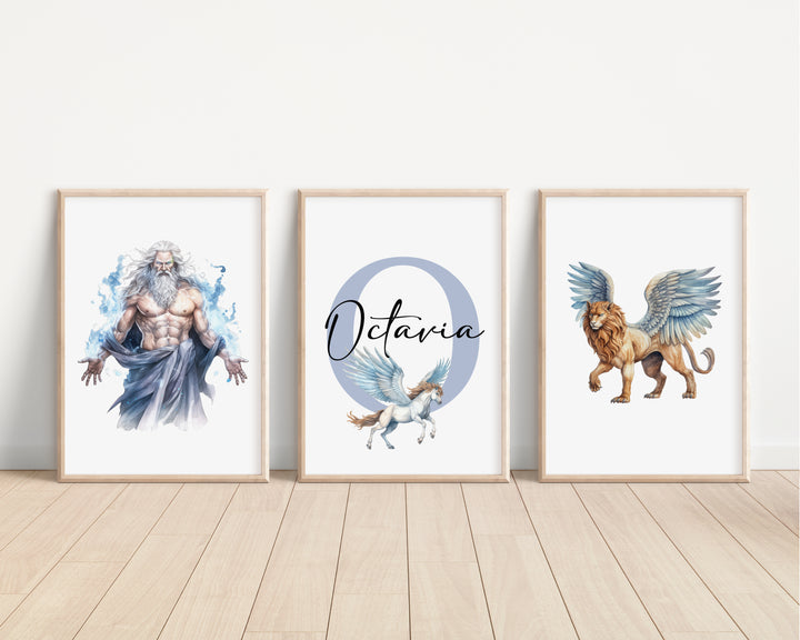 SET OF 3 Ancient Greek Mythology Personalised Bedroom Prints