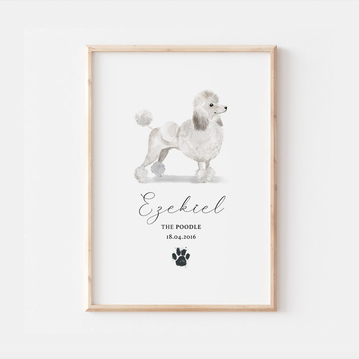 Personalised Poodle Dog Watercolour Print