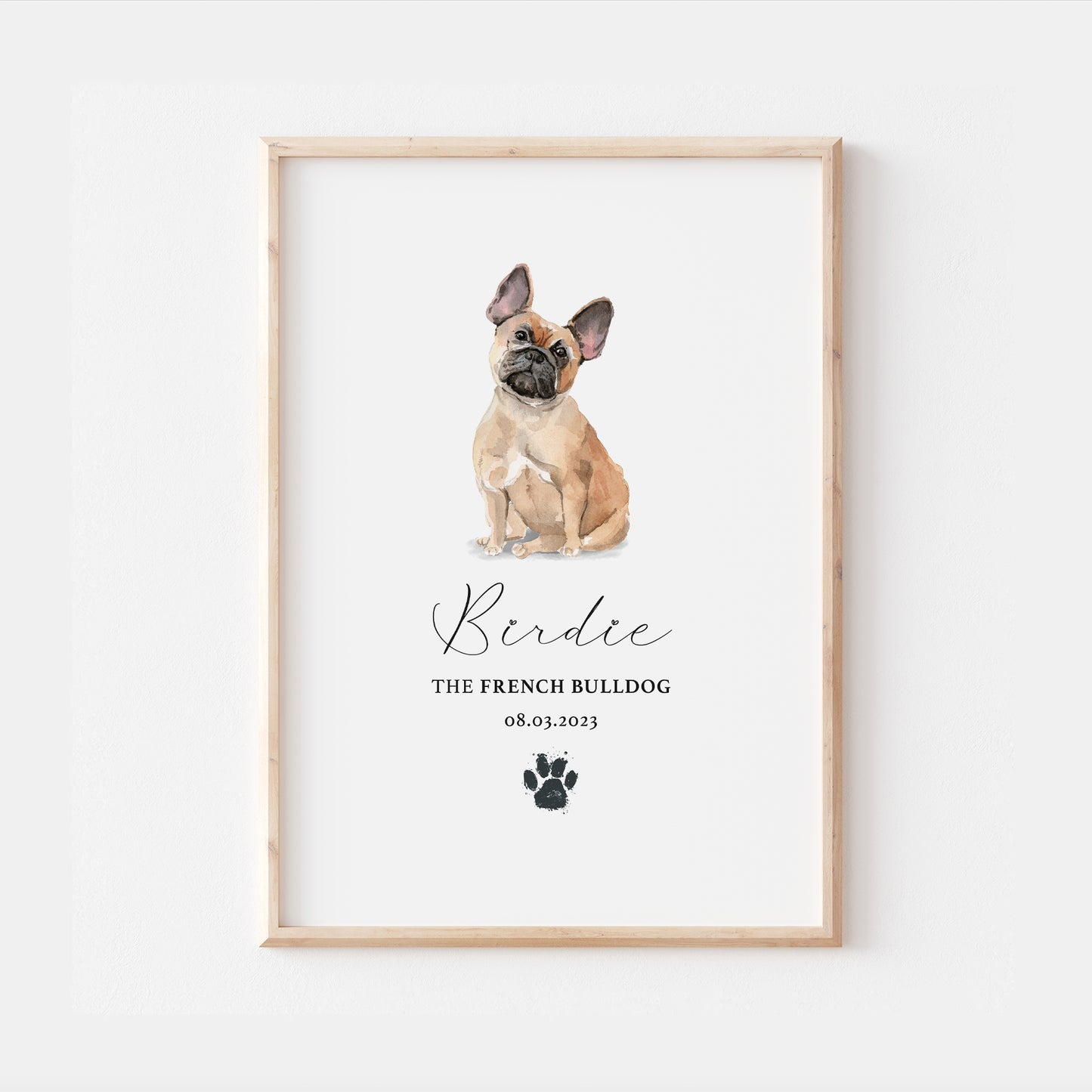 Personalised Tan French Bulldog Watercolour Print