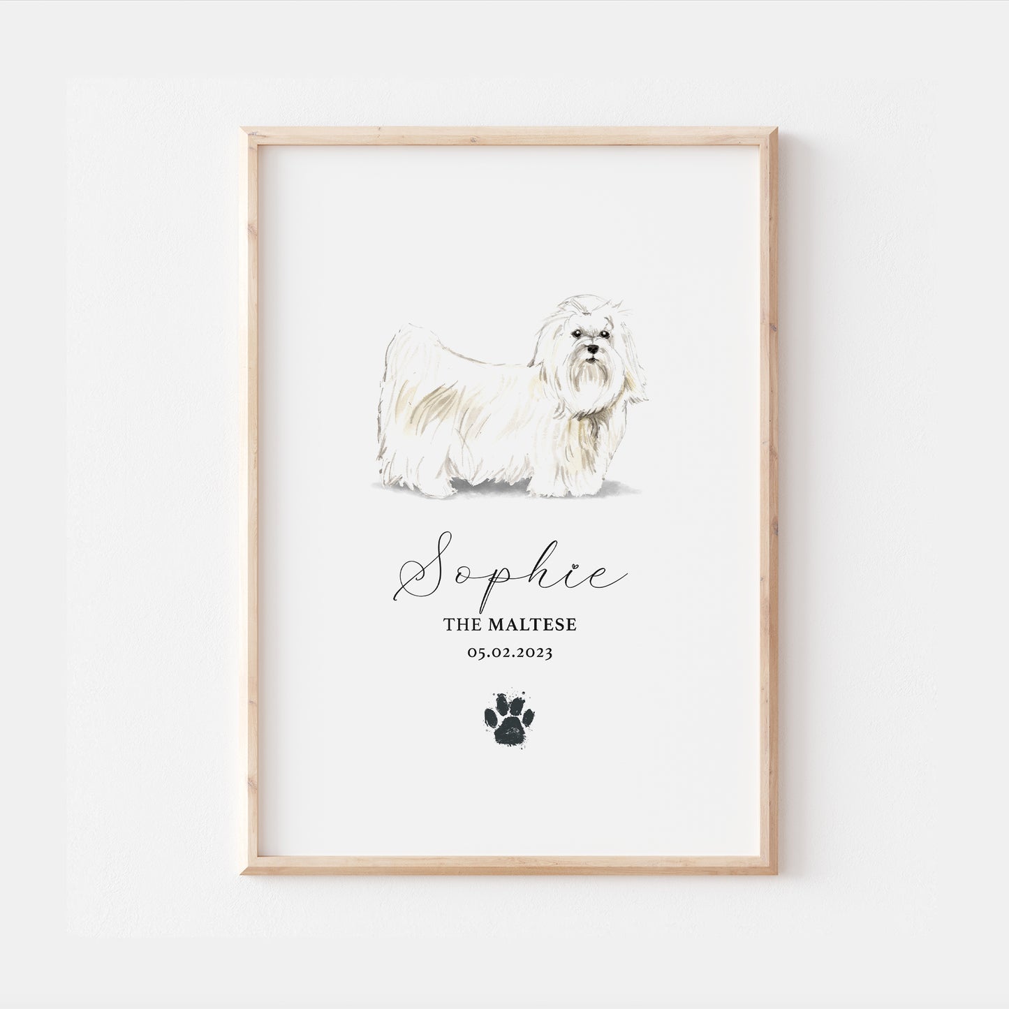 Personalised Maltese Dog Watercolour Print