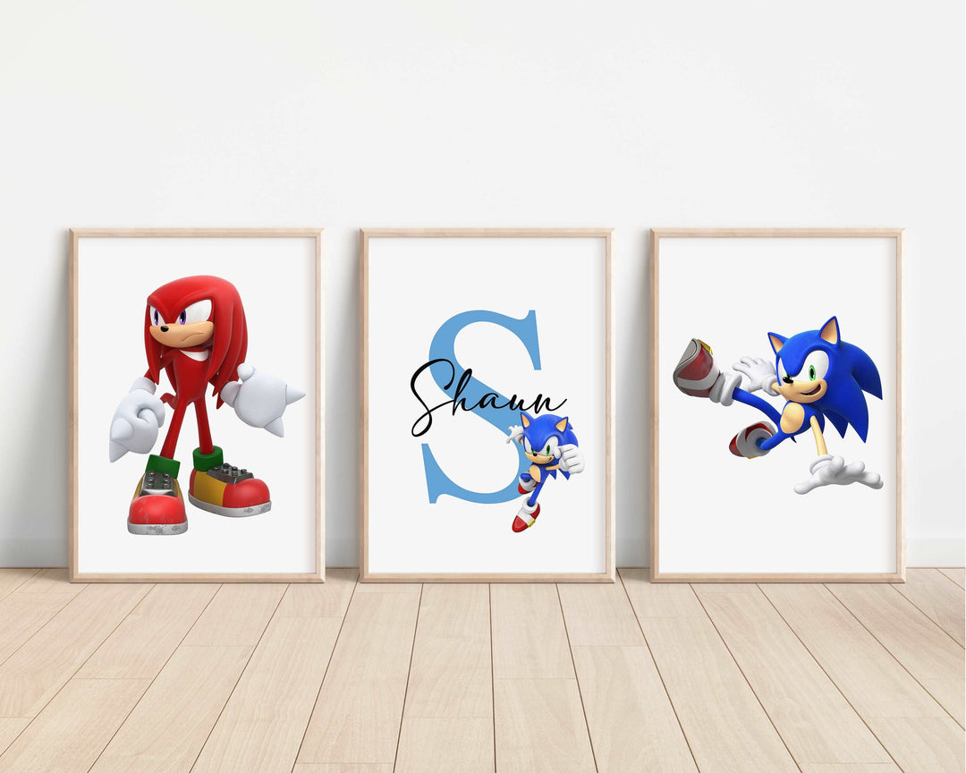 SET OF 3 Sonic Personalised Prints