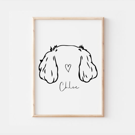 Personalised Cocker Spaniel Dog Line Art Print