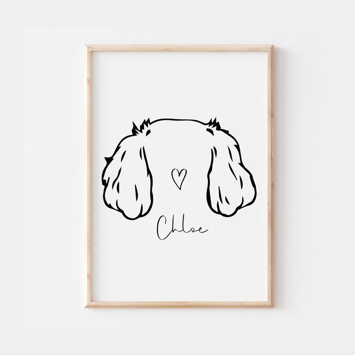 Personalised Cocker Spaniel Dog Line Art Print