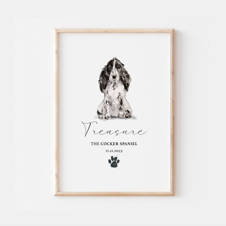 Personalised Black Cocker Spaniel Dog Home Print