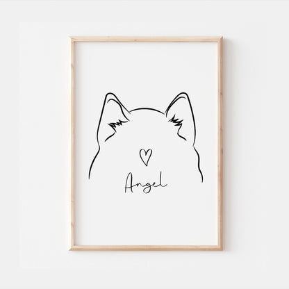 Personalised Siberian Husky Dog Line Art Print