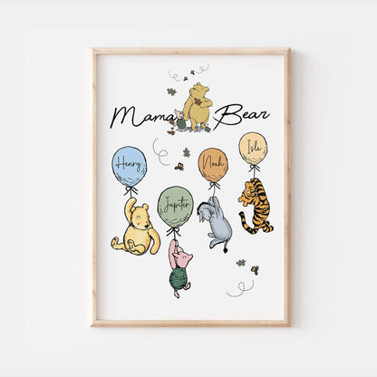 Personalised Mama Bear Winnie the Pooh Family Print