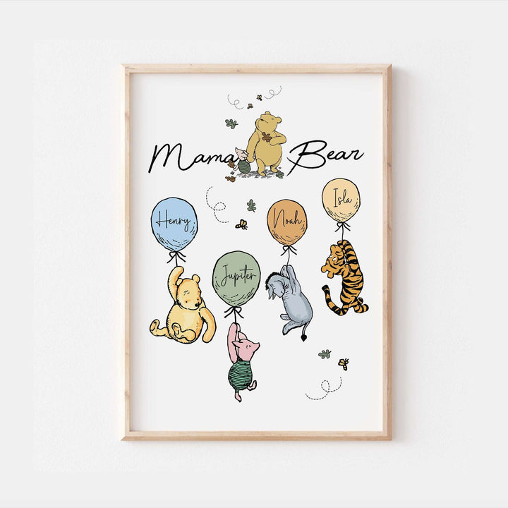 Personalised Mama Bear Winnie the Pooh Family Print