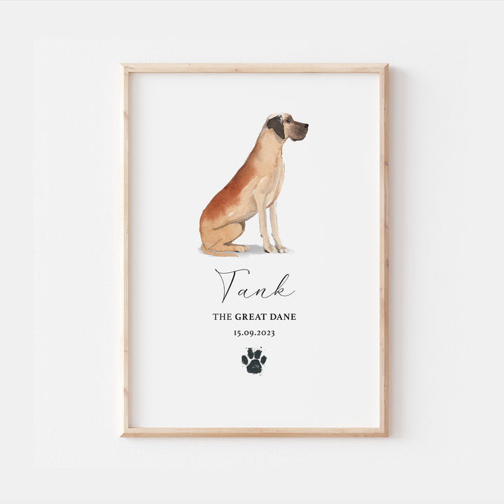 Personalised Great Dane Dog Watercolour Print