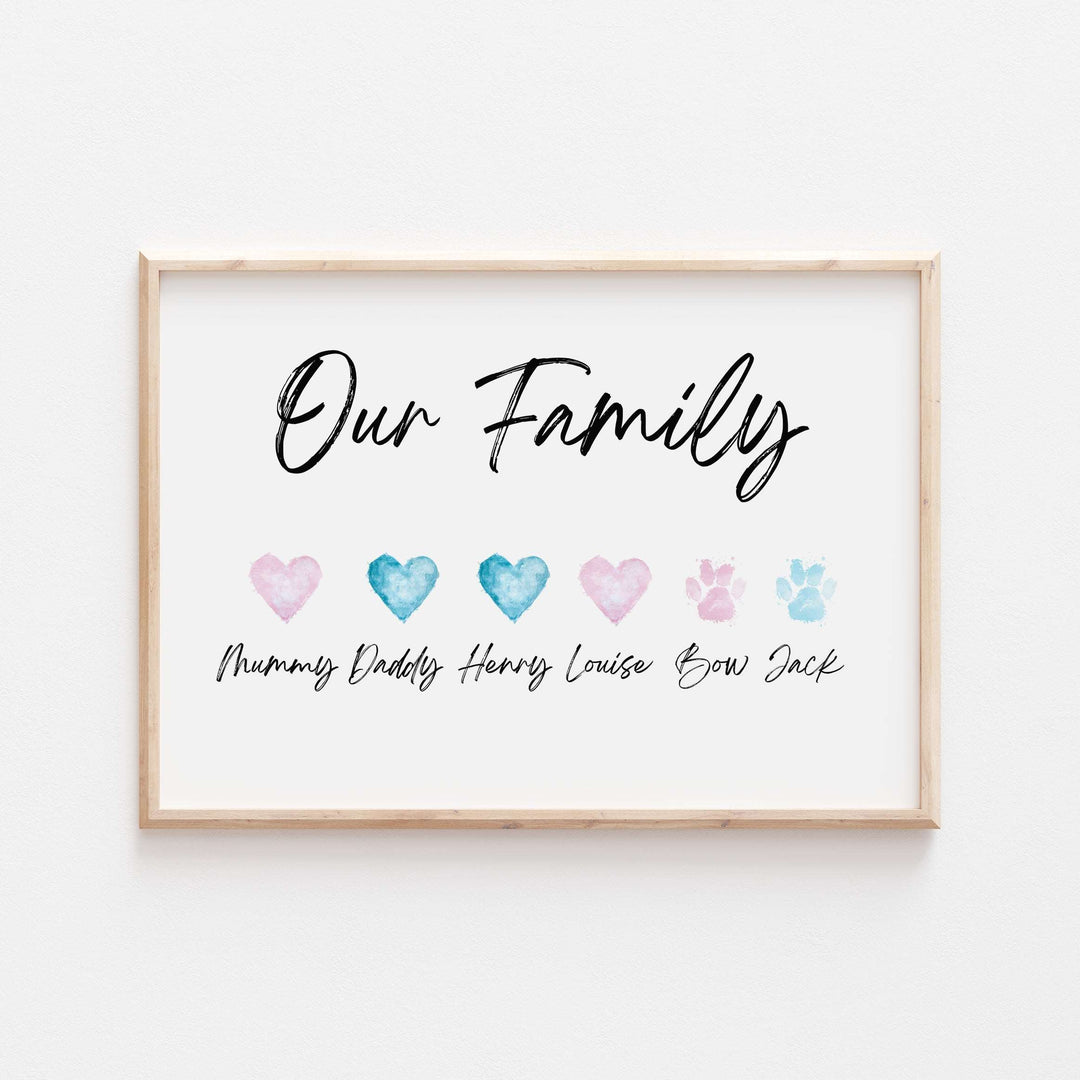 Personalised Our Family Heart Print