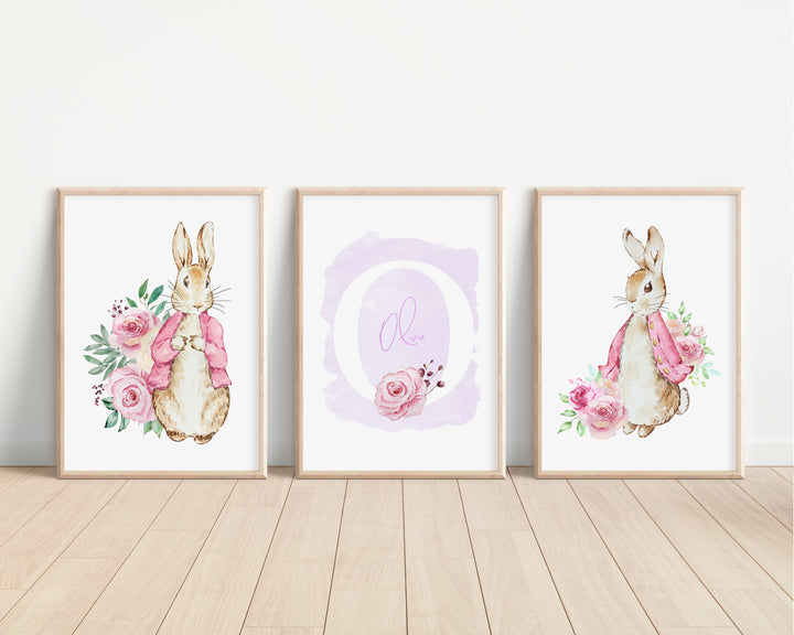 SET OF 3 Flopsy Bunny Personalised Prints