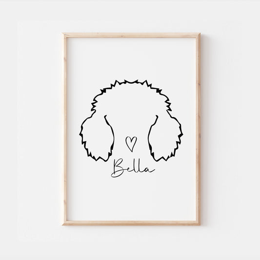 Personalised Poodle Dog Line Art Print