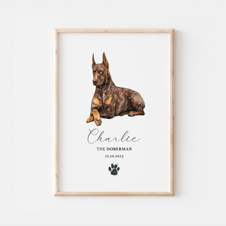 Personalised Red Rust Doberman Dog Print