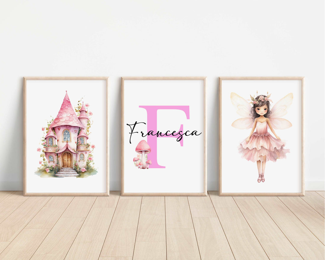 SET OF 3 Magical Fairies Personalised Bedroom Prints