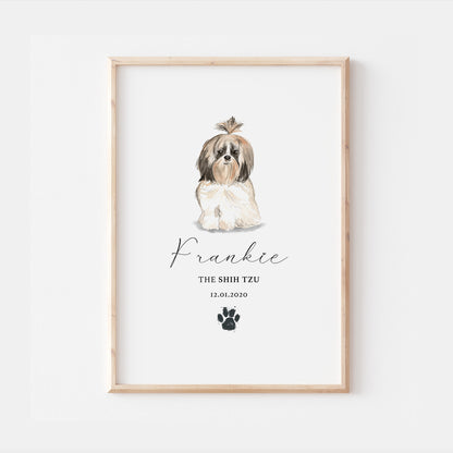 Personalised Shih Tzu Dog Watercolour Print