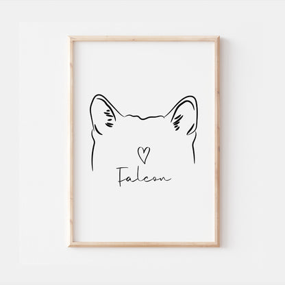 Personalised Shiba Inu Dog Line Art Print