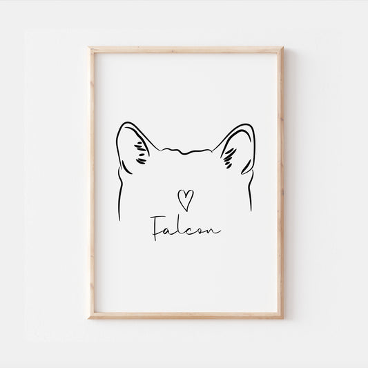 Personalised Shiba Inu Dog Line Art Print