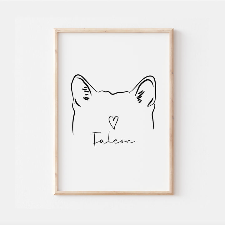 Personalised Shiba Inu Dog Line Art Print