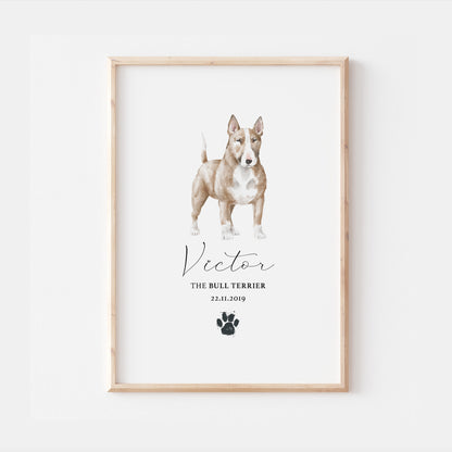 Personalised Bull Terrier Dog Watercolour Print