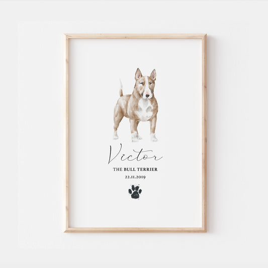 Personalised Bull Terrier Dog Watercolour Print