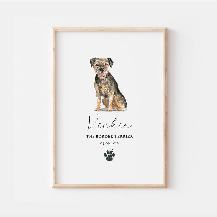 Personalised Border Terrier Watercolour Dog Home Print