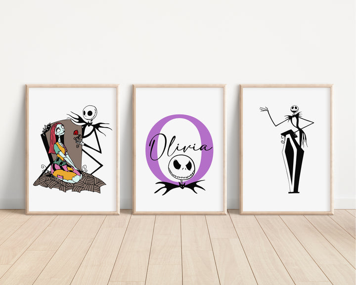 SET OF 3 The Nightmare Before Christmas Personalised Prints