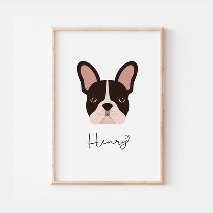 Personalised Boston Terrier Dog Print