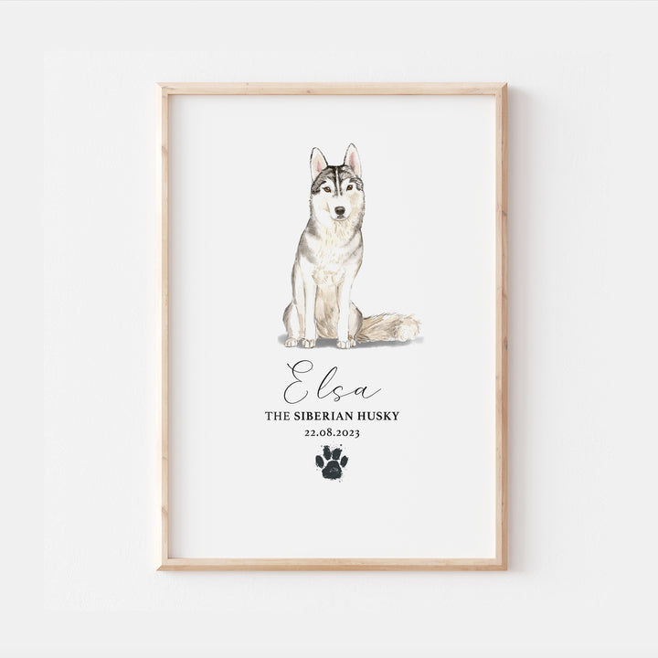 Personalised Siberian Husky Dog Watercolour Print