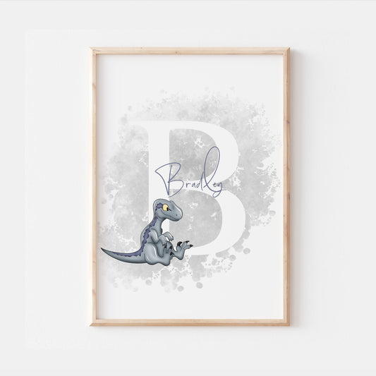 Baby Blue Velociraptor Dinosaur Jurassic World Personalised Print