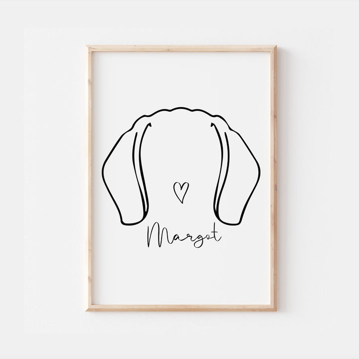 Personalised Beagle Dog Line Art Print