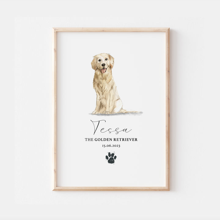 Personalised Golden Retriever Dog Print