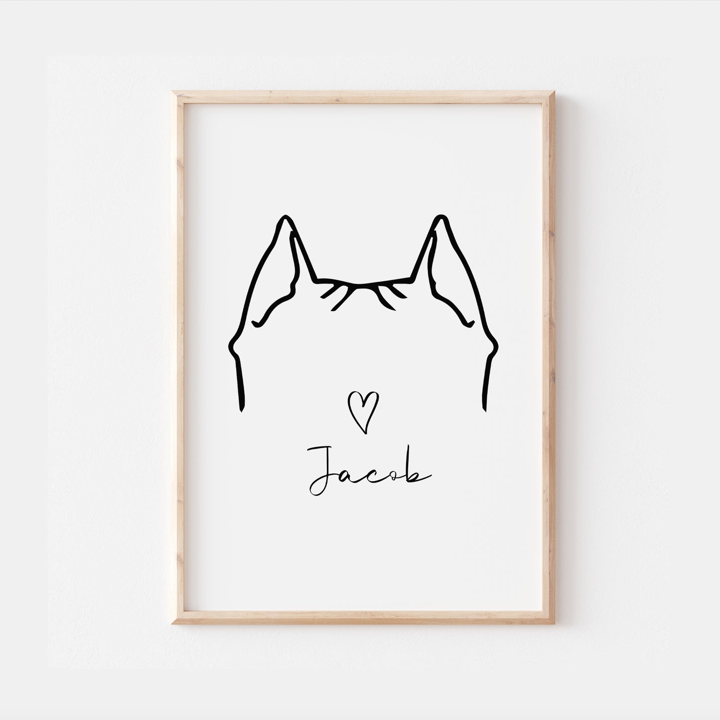 Personalised Pitbull Dog Line Art Print