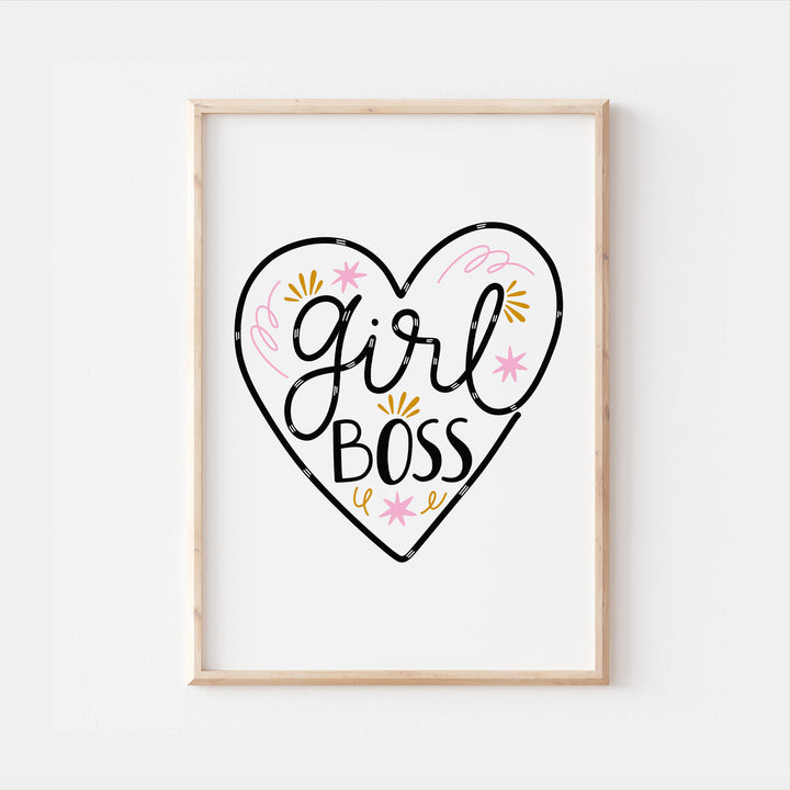 Girl Boss Affirmation Bedroom Quote Wall Print