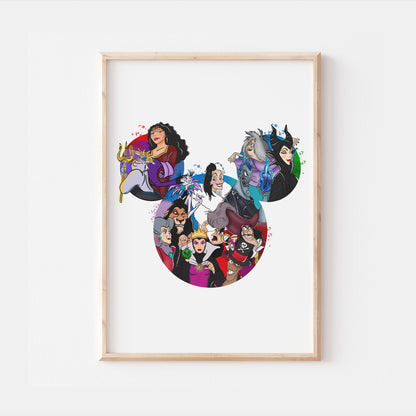 Disney Villains Mickey Head Print