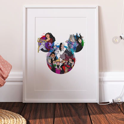 Disney Villains Mickey Head Print