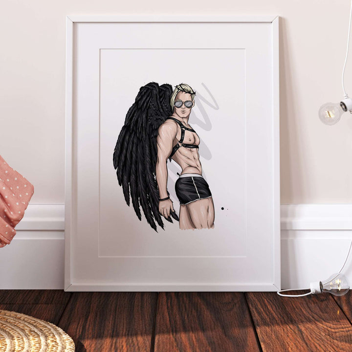 LGBT Gothic Bondage Angel Print