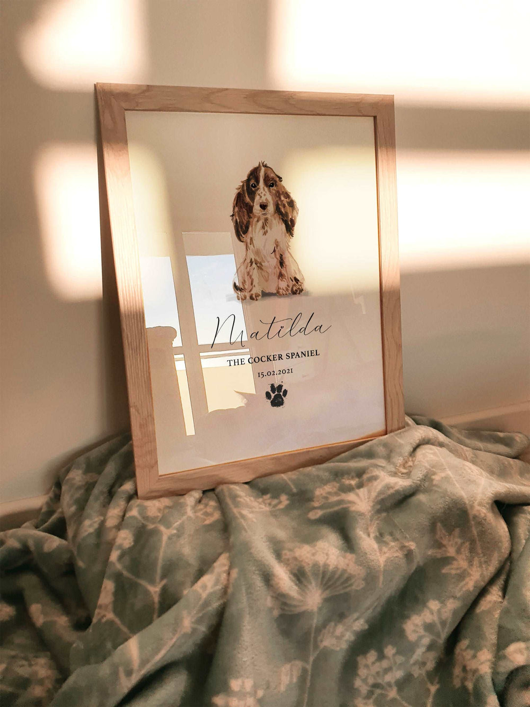 Personalised Brown Cocker Spaniel Dog Watercolour Print