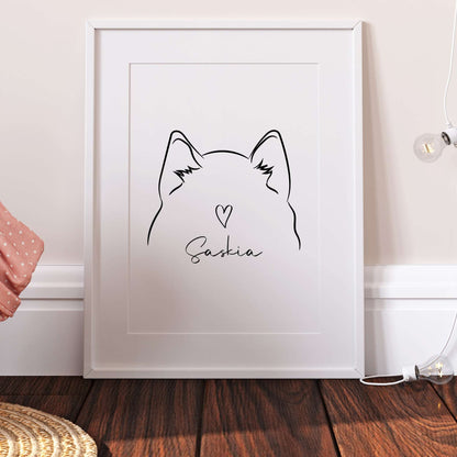 Personalised Siberian Husky Dog Line Art Print