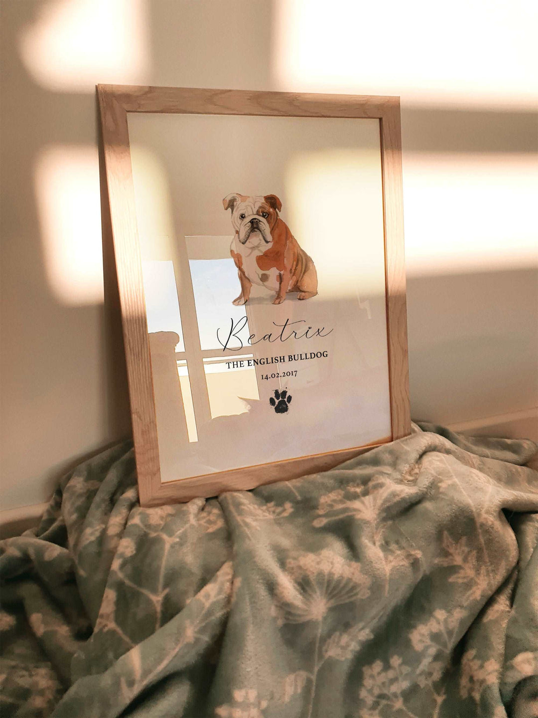 Personalised English Bulldog Watercolour Print