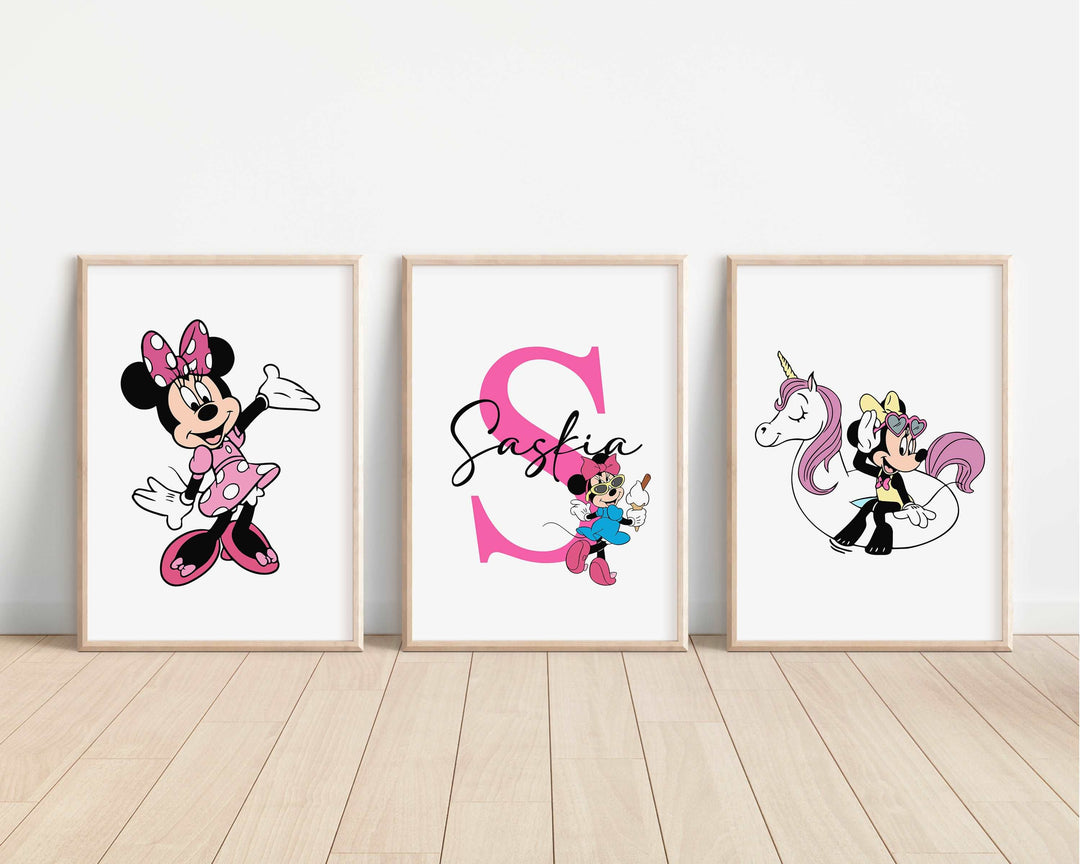 SET OF 3 Minnie Personalised Print