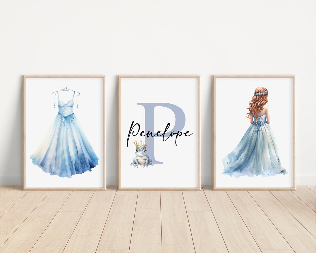 SET OF 3 Little Princesses Personalised Bedroom Prints