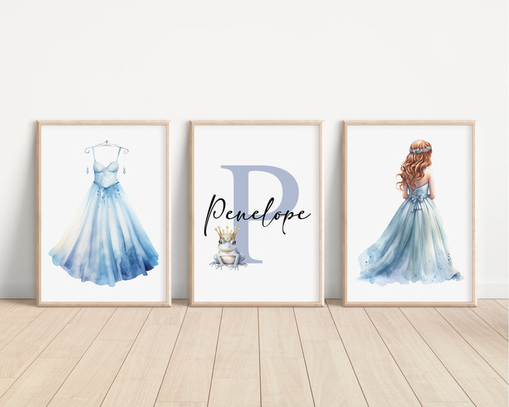 SET OF 3 Little Princesses Personalised Bedroom Prints