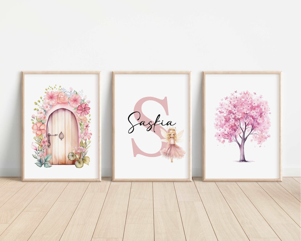 SET OF 3 Magical Fairies Personalised Bedroom Prints