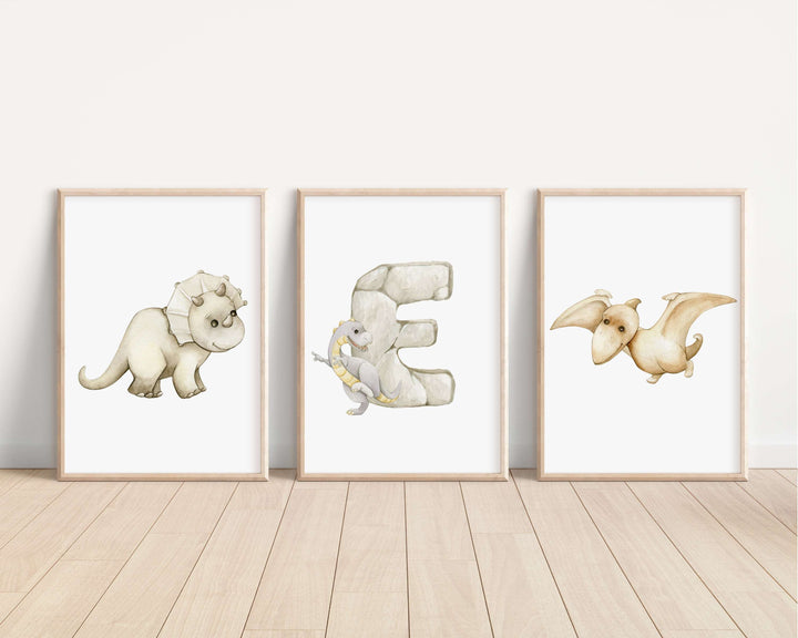 SET OF 3 Baby Dinosaur Personalised Prints