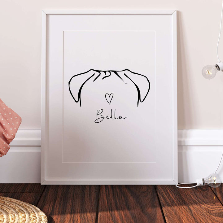 Personalised Pug Dog Line Art Print